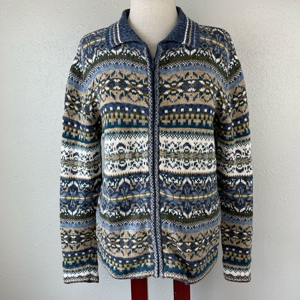 Tiara International Full Zip Sweater Jacket Size M EUC